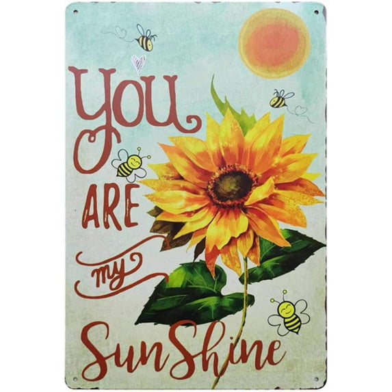 You Are My Sunshine Vintage Metal Tin Sign Rustic Farmhouse Wall Home Decor for Living Room, Bedroom, Bathroom 8X12Inch