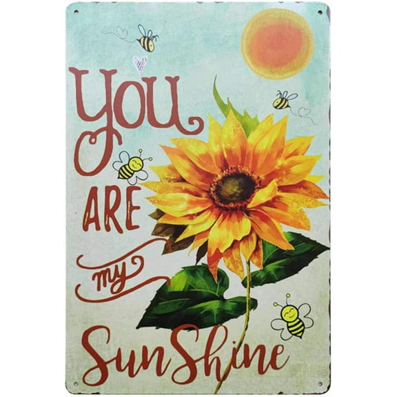 You Are My Sunshine Vintage Metal Tin Sign Rustic Farmhouse Wall Home Decor for Living Room, Bedroom, Bathroom 8X12Inch