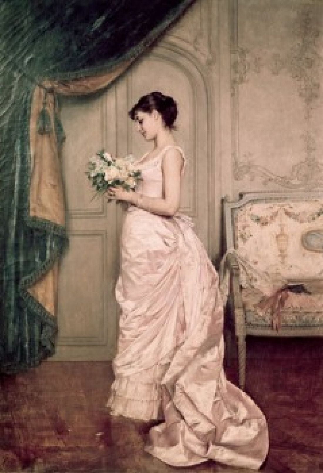 You Are My Valentine Love Letter With Roses Toulmouche Auguste(1829-1890 French) Canvas Art - Auguste Toulmouche (24 x 36)