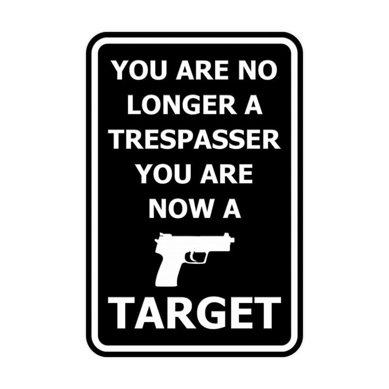 Cartello Divertente In Alluminio ‘No Trespassing - You Are Now A TARGET’ - Targhetta Vintage Per Arredamento, Bar, Giardino (Testo In Inglese) - 3