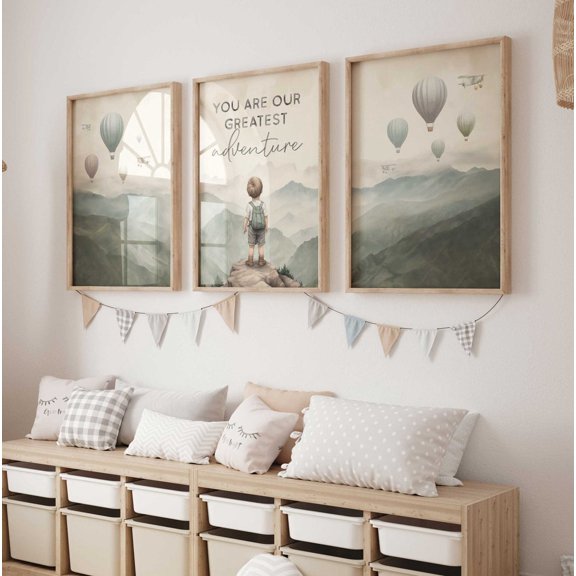 You Are Our Greatest Adventure Adventure Nursery Print Hiking Theme Nursery Decor Mountain Nursery Set 3 Stretched Canvas 8x12