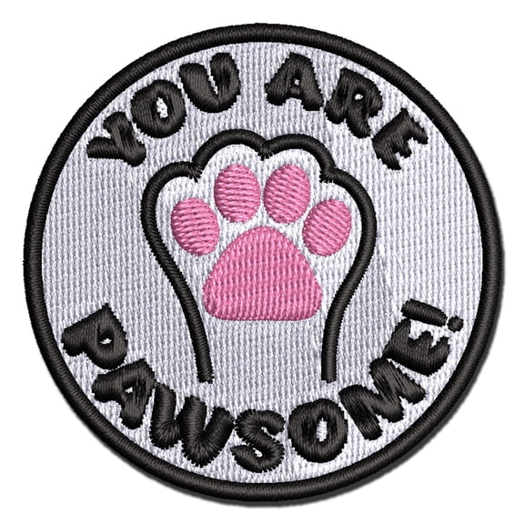 You Are Pawsome Awesome Teacher School Motivation Applique Multi-Color Embroidered Iron-On Patch - 2.5 Inch Small