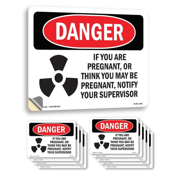 You Are Pregnant Or Think May Be OSHA Danger Vinyl Decal Label 7 Inch x 5 Inch - 10 Pack