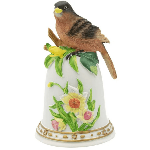 You Are So Beautiful 6" Ceramic Wind Up Musical Bell with Black and Orange Robin
