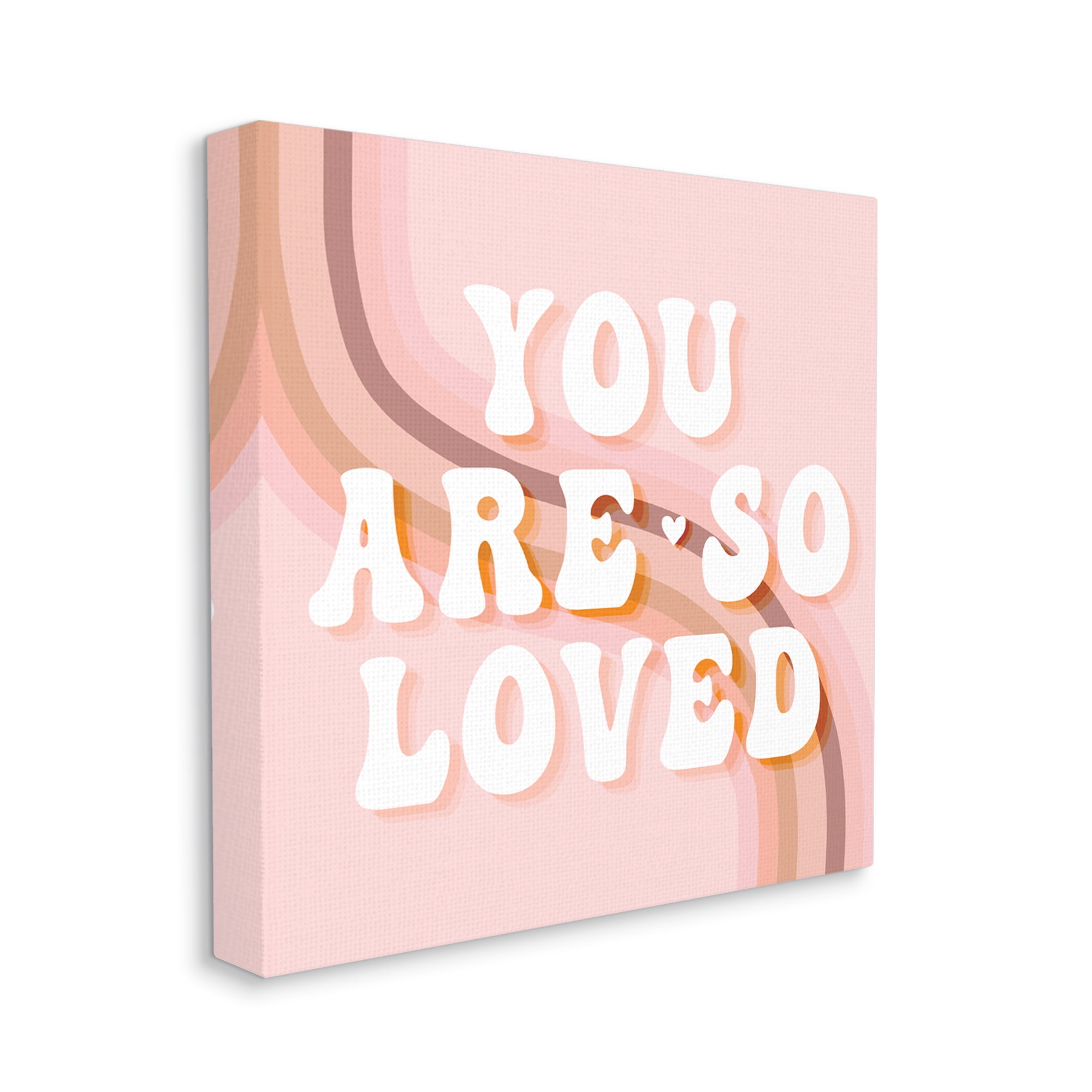 You Are So Loved Phrase Retro Curved Rainbow Inspirational Gallery-Wrapped Canvas Print Wall Art, 17x17