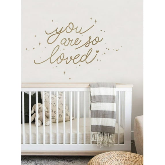 You Are So Loved Quote Lettering Wall Decal with Diamonds, Dots, and Heart
