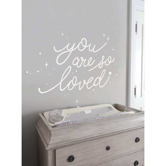 You Are So Loved Quote Lettering Wall Decal with Diamonds, Dots, and Heart
