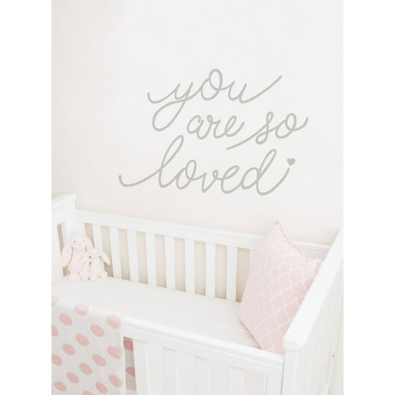 You Are So Loved Quote Lettering Wall Decal with Diamonds, Dots, and Heart