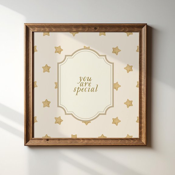You Are Special, Square Creamy Star Illustration Print, Art Print, Trendy Decor, Vintage Nursery Wall Art, Modern Wall Decor, 30x30 UNFRAMED