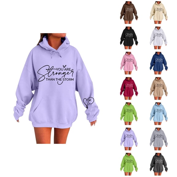 You Are Stronger Than The Storm Hoodies for Women Mental Health Matters Inspirational Positive Hooded Sweatshirt