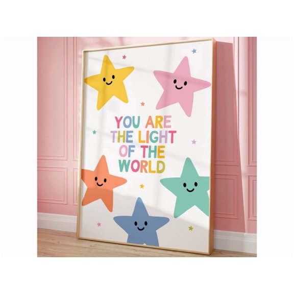 You Are The Light Of The World Star Wall Art Print With Christian Decor Unframed Paper Print