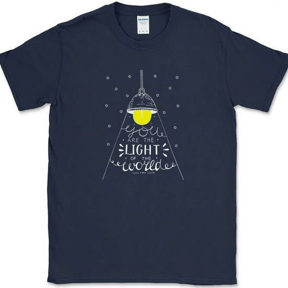 You Are The Light of The World T-Shirt Motivational Inspirational Tee - Navy, 4XL