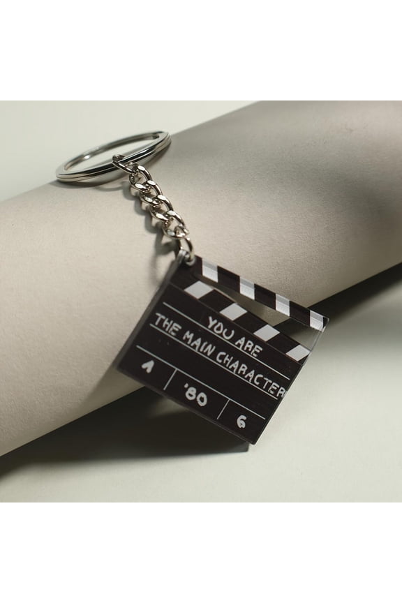 You Are The Main Character Keychain, Movie Clapperboard Keyring, Film Slate Bag Charm, Actor Theater Gift, Gen Z Motivational Key Chain (1 keychain)