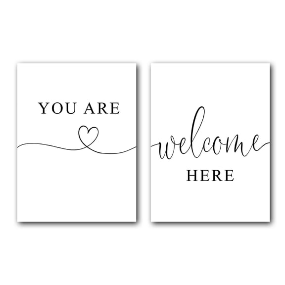 You Are Welcome Here Set of 2 Posters 18 x 24 Inches Minimalist Art Typography Art Bedroom Wall Art Romantic Gift Home Wall Art Poster