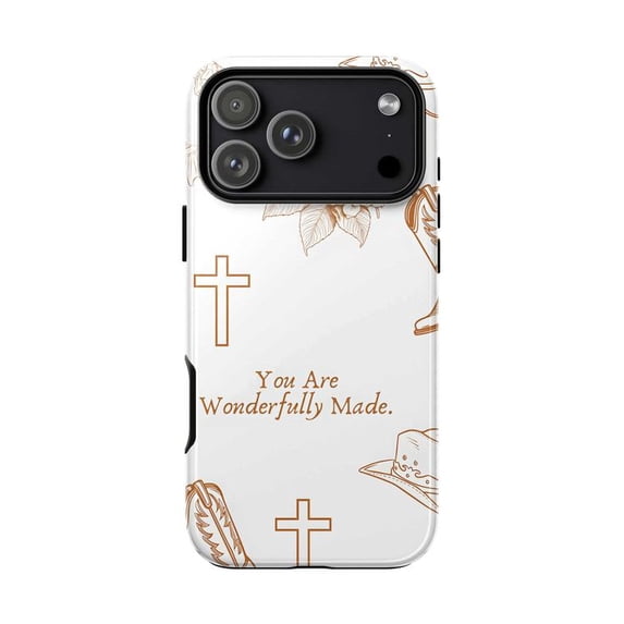 You Are Wonderfully Made Phone Case, Cowboy Boots Cross Hat iPhone Cover for iPhone 17 16 15 14 13 12 11 Pro Plus Mini