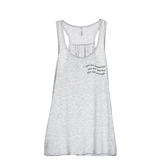 You Are Worthy Women's Fashion Sleeveless Flowy Racerback Workout Yoga Tank Top Sport Grey Medium