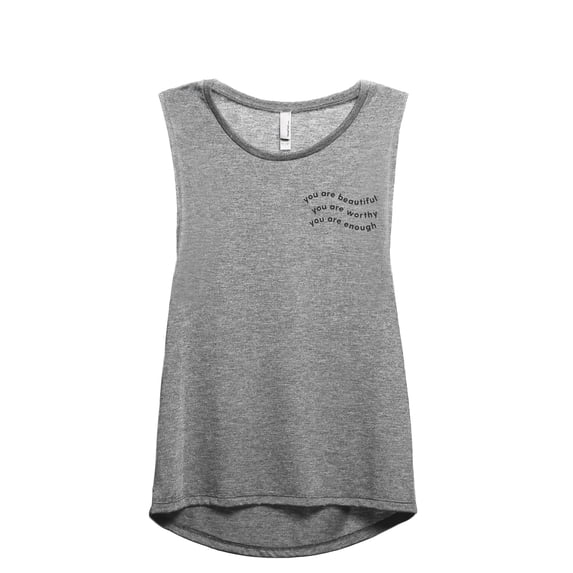 You Are Worthy Women's Fashion Sleeveless Muscle Workout Yoga Tank Top Heather Grey Grey Large