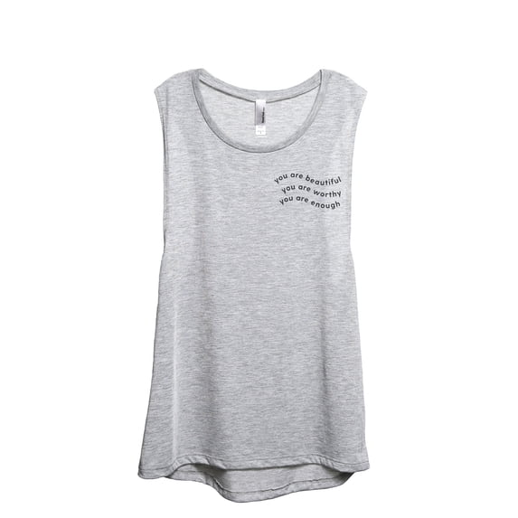 You Are Worthy Women's Fashion Sleeveless Muscle Workout Yoga Tank Top Sport Grey 2X-Large