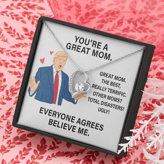 You Are a Great Mom Forever Love Necklace Meaningful Mother, White Forever Love Necklace