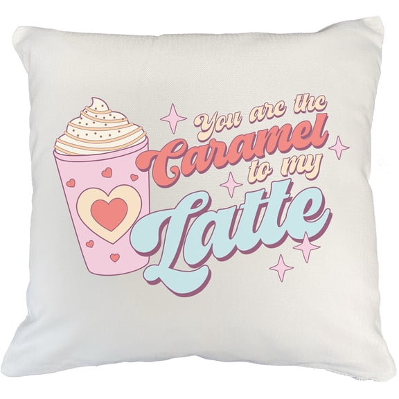You Are the Caramel to My Latte, Retro Valentine's Day Art Merch Gift, White Pillow Case 20X20 IN