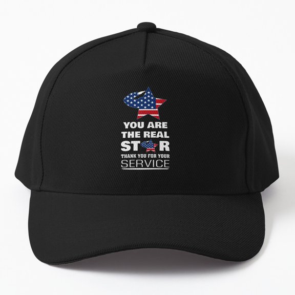 You Are the Real Star Baseball Cap, Service Appreciation Saluting Graphic Design, Classic Hat