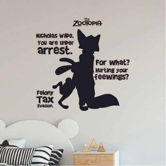 You Are Under Arrest Quote Zootopia Cartoon Quotes Wall Sticker Art Decal for Girls Boys Room Bedroom Nursery Kindergarten House Fun Home Decors Stickers Wall Art Vinyl Decoration Size (40x40 inch)
