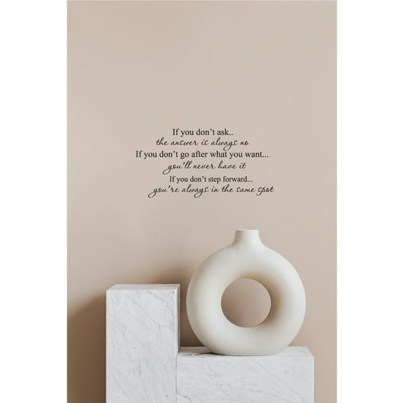 If You Don't Ask Vinyl Wall Decal Inspirational & Motivational Home Decor for Living Room Bedroom Office High-Quality Easy to Apply Removable Uplifting Quote for Personal Growth and Encouragement