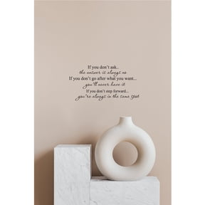 Picniva, If You Don't Ask Vinyl Wall Decal, Inspirational Motivational Quote, Brown, 12 x 22.5 in, Home Office Bedroom Decor, DIY Home Wall Decor
