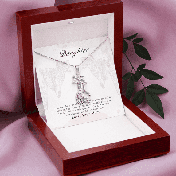 You Are The Beat Of My Heart, Birthday Gift Necklace For Daughter, Appreciation Gift Necklace For Daughter, Gift Necklace From Mother, Giraffe Necklace