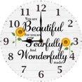 thumbnail image 1 of You Are Beautiful Positive Wall Clock Sunflower Decor Inspirational Quotes Wooden Clock Birthday Gifts for Women Motivational Wall Art for Bedroom Battery Operated Silent Non-Ticking 10 Inch, 1 of 5