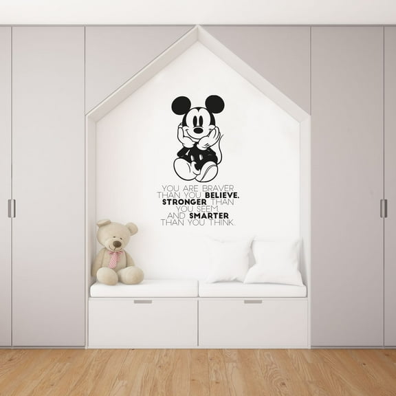 You Believe Mickey Mouse Quote Disney Cartoon Quotes Wall Sticker Art Decal for Girls Boys Room Bedroom Nursery Kindergarten House Fun Home Decor Stickers Wall Art Vinyl Decoration Size (40x35 inch)