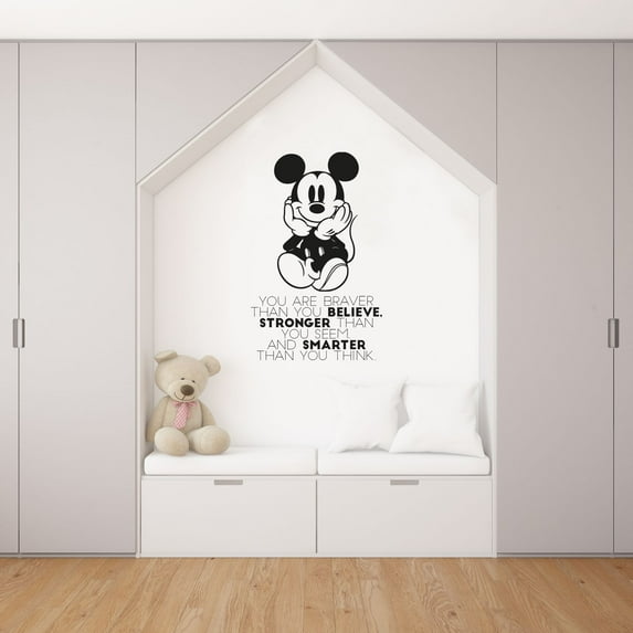 You Believe Mickey Mouse Quote Disney Cartoon Quotes Wall Sticker Art Decal for Girls Boys Room Bedroom Nursery Kindergarten House Fun Home Decor Stickers Wall Art Vinyl Decoration Size (30x27 inch)