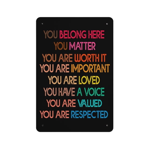 You Belong Here Teacher tin sign, Diversity Classroom, Pride Rainbow, Teacher tin sign, in This Classroom, You Are tin sign,Retro style, farmhouse decoration, home, bar, tin sign 12x16 inches