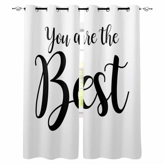 You Are The Best Blackout Curtains for Bedroom Living Room Darkening Curtains 84 Inch Length 2 Panels Set Black Words Window Curtain Thermal Insulated Window Treatment Grommet Drapes 42"x84"