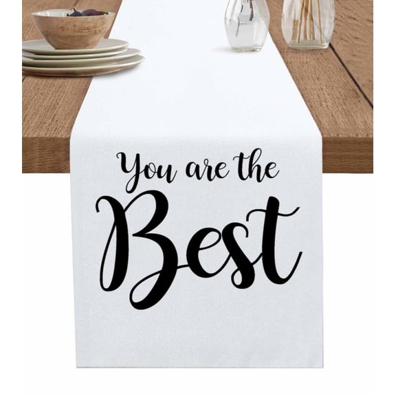 You Are The Best Burlap Cotton Table Runner 13x36 Inches Short, Black Words Farmhouse Table Runners, Outdoor Dining Tablecloths Decor for Baby Shower/Party/Wedding
