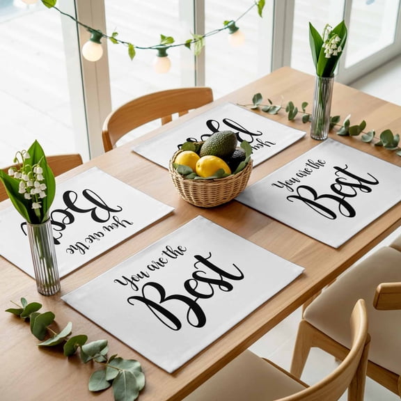 You Are The Best Quote Placemats Set of 4,Wipeable Washable Table Mats for Dining Tables, Signs Art Positive Quotes Place Mats for Kitchen Event Party Tabletop Decor