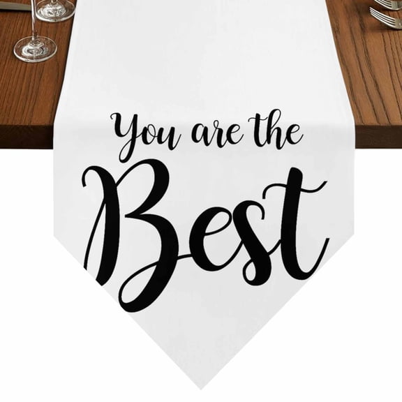 You Are The Best Quote Table Runner for Dining Room, Inspirational Black White Simple Cotton Linen Dining Table Runner Tablecloth Dresser Scarves for Kitchen Cafe 13x48 Inches Long