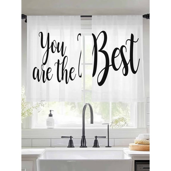 You Are The Best Sheer Curtains for Living Room Bedroom Black Words Sheer Curtains 54 Inch Long 2 Panels Set Light Filtering Curtain Window Treatments Drapes for Dining Room
