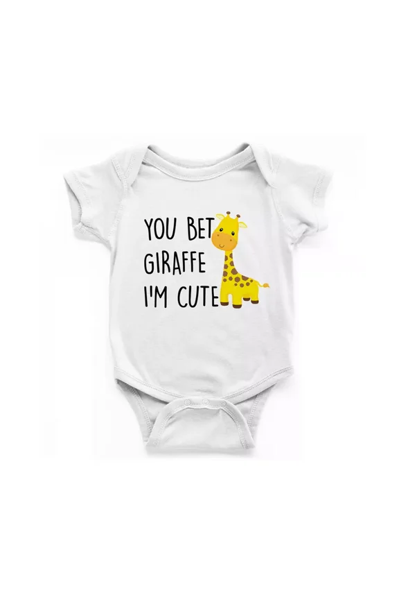 You Bet Giraffe I'M Cute Baby Bodysuit, Animal Cute Baby Vest, Newborn Baby Gift Cute Baby Onesie, BABY BODYSUIT LAT 4424