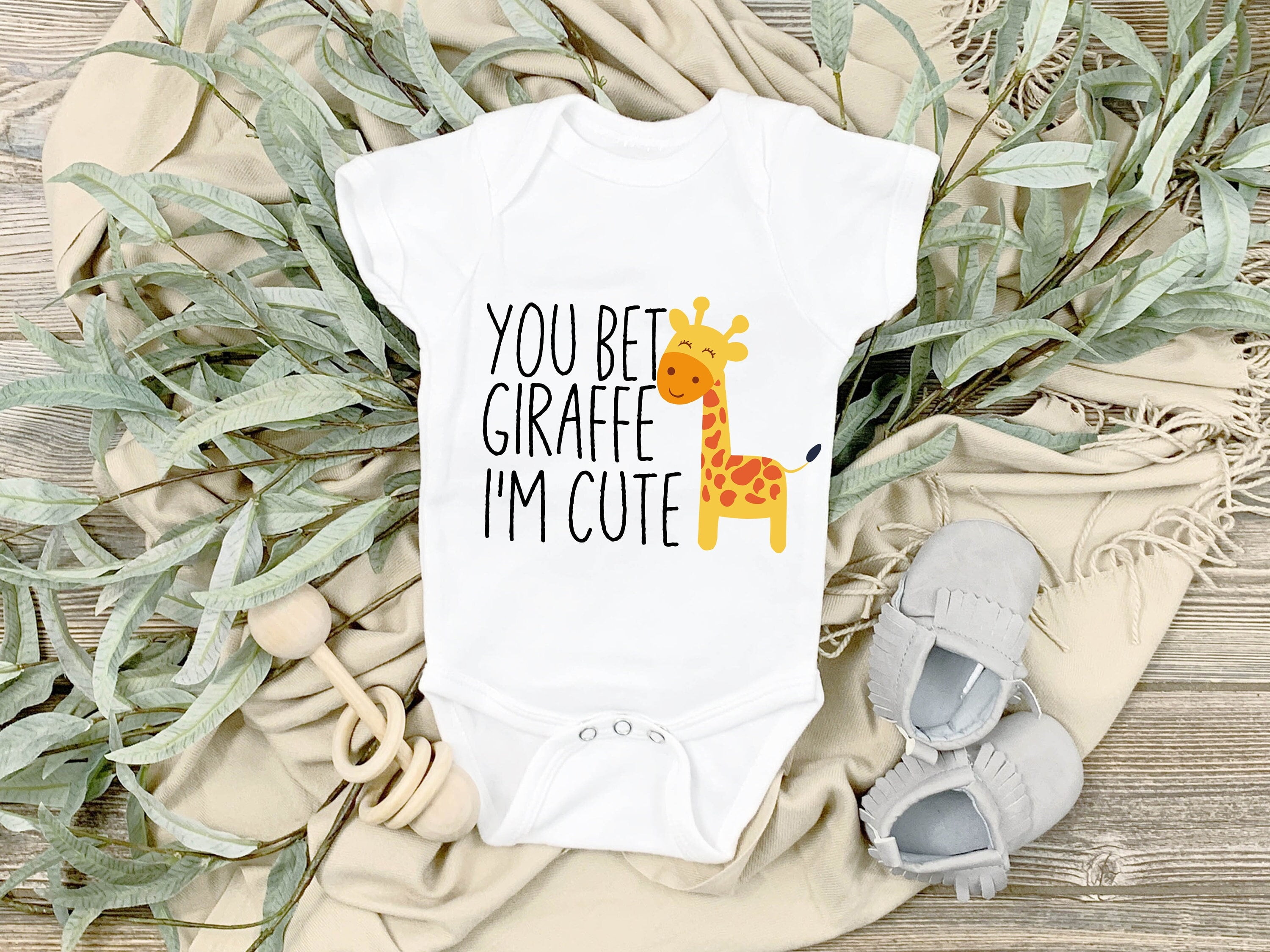 You Bet Giraffe I'M Cute Baby Onesie, Funny Animal Onesie, Cute