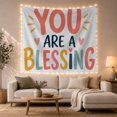 thumbnail image 1 of "You Are a Blessing" Typography on White Background, Whimsical Boho Art for Women, Inspirational Art Decor, Housewarming Gift, Tapestry Wall Hanging for Bedroom and Living Room, 1 of 7