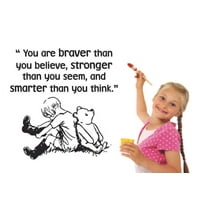 You Are Braver Winnie the Pooh Quote Disney Cartoon Quotes Wall Sticker Art Decal for Girls Boys Room Bedroom Nursery Kindergarten House Home Decor Stickers Wall Art Vinyl Decoration Size (20x20 inch)