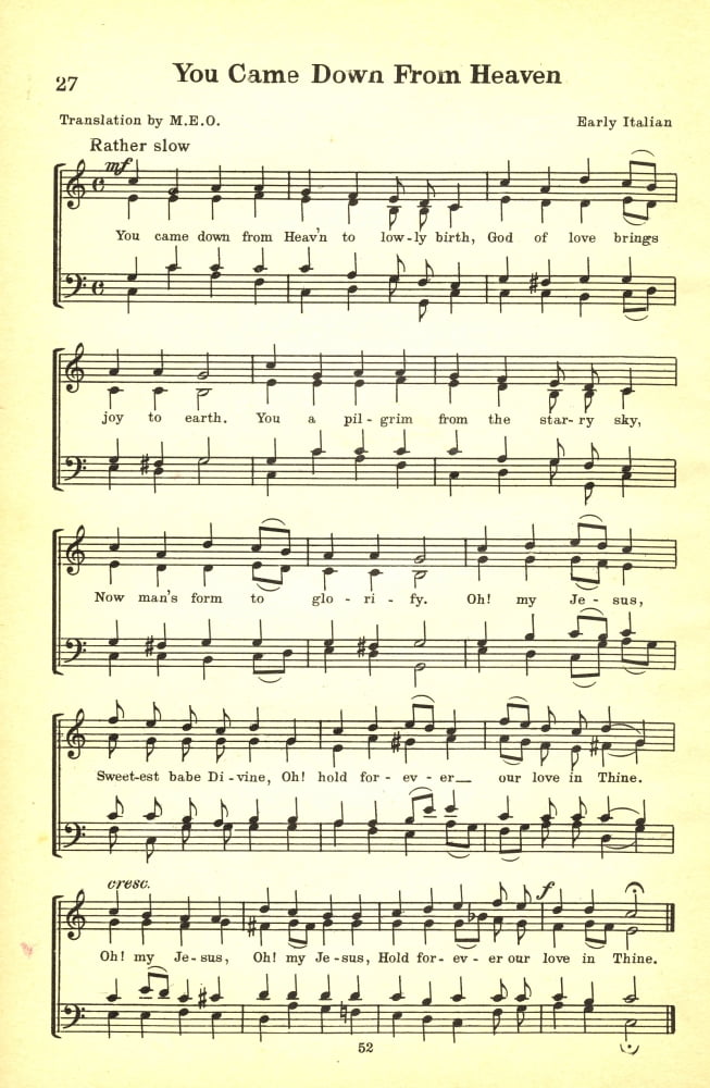 You Came Down from Heaven NoÔø?ls A Collection of Christmas Carols 1932 Canvas Art - (24 x 36)