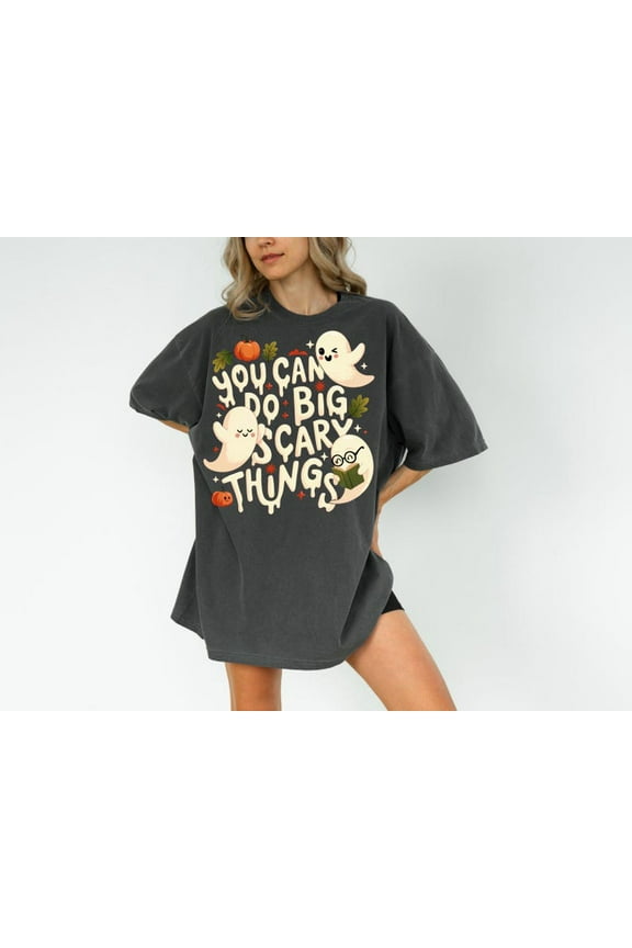 You Can Do Big Scary Things T-Shirt, Cute Halloween Teacher Ghost Tee, Motivational Fall Classroom Shirt for Women, Spooky Cute Outfit