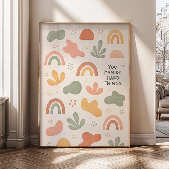 You Can Do Hard Things Motivation Rainbow Positive Affirmation Boho Poster