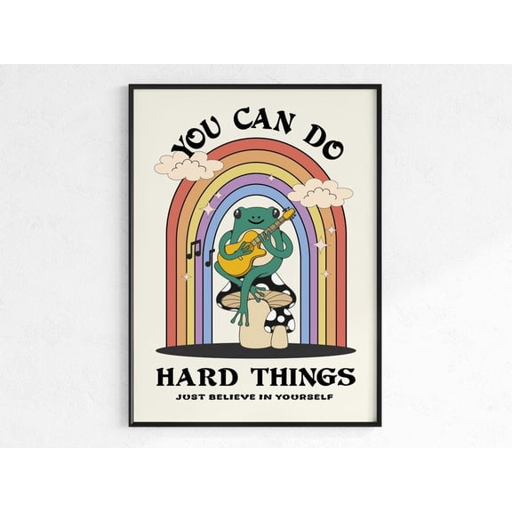 You Can Do Hard Things Retro Office School Motivation Poster, Unframed Poster