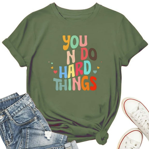 You Can Do Hard Things Women's T-Shirt – Inspirational Teacher Graphic Tee, Motivational Positive Quote Short Sleeve Teaching Top