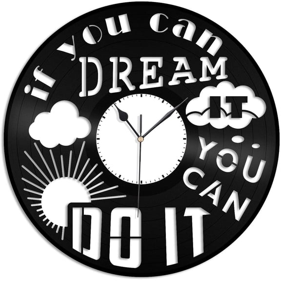 You Can Do It Vinyl Wall Clock,Vinyl Record Clock Wall Art Unique Room Decorations Handmade Gift