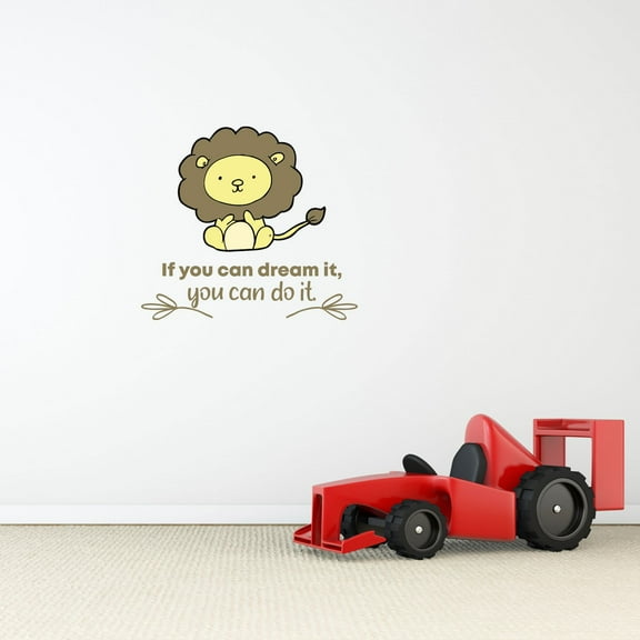 You Can Dream Cute Lion Life Quote Cartoon Quotes Decors Wall Sticker Art Design Decal for Girls Boys Kids Room Bedroom Nursery Kindergarten Home Decor Stickers Wall Art Vinyl Decoration (8x10 inch)