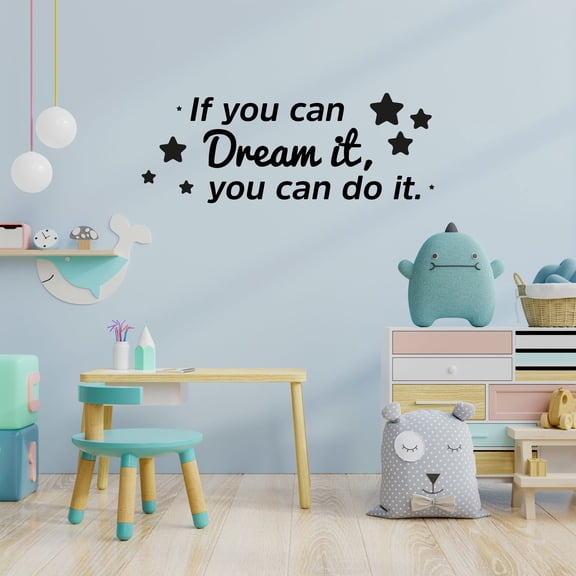 If You Can Dream It Disney Stars Life Postive Quote Wall Sticker Art Decals for Girls Boys Room Bedroom Nursery Kindergarten House Fun Home Decor Stickers Wall Art Vinyl Decoration Size (12x20 inch)